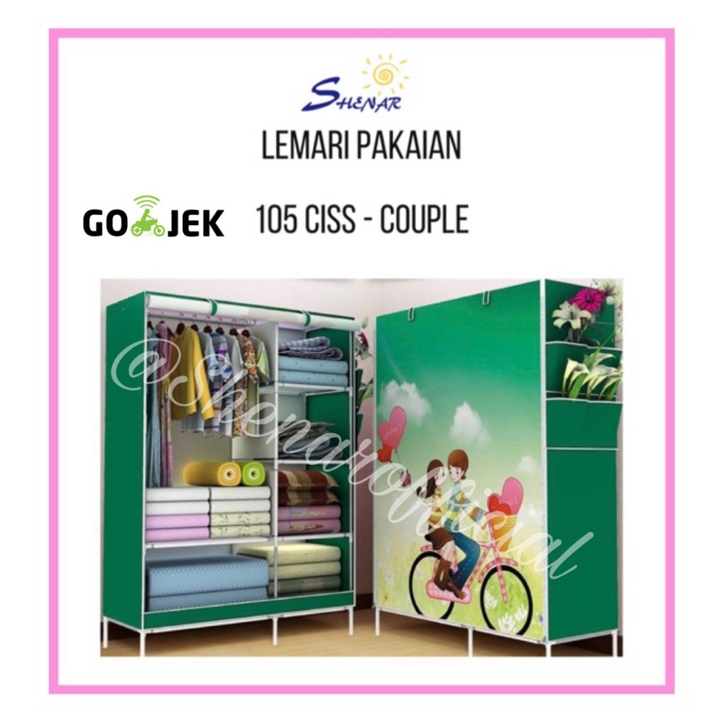 SHENAR , LEMARI BAJU PORTABLE RAK BAJU KAIN BONGKAR PASANG PENYIMPAN BAJU 2 SISI  LEMARI PORTABLE BUKA SAMPING SEPERTI TIRAI PADA JENDELA - LEMARI 105 CISS