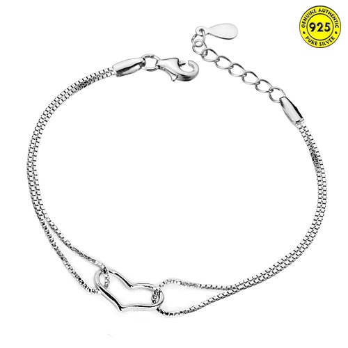 Gelang Tangan Rantai Sterling Silver 925 Motif Geometri Hollow Elegan Retro Untuk Wanita