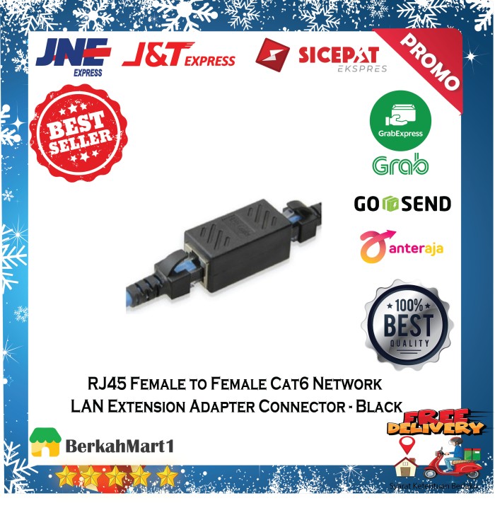 JackRJ45 Female to Female Cat6 Network LAN Extension Adaptor Connector