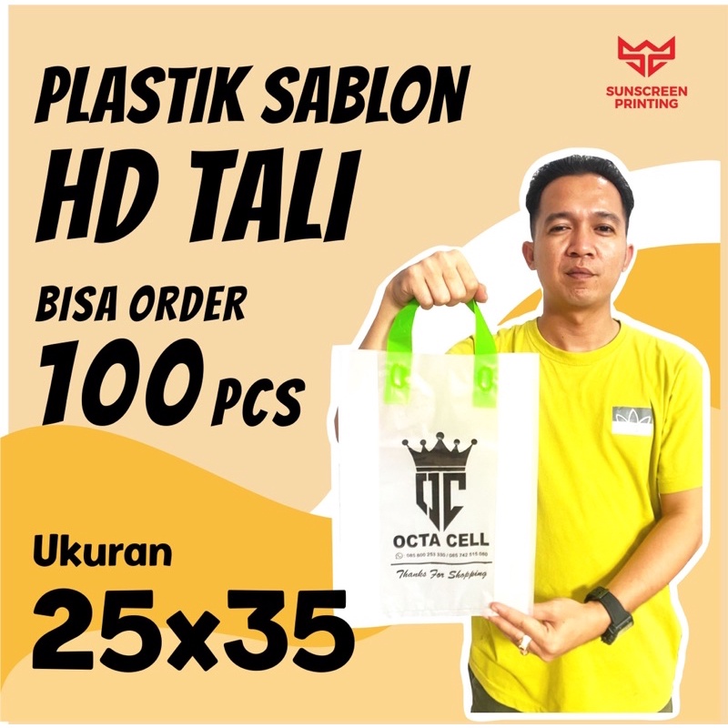 Plastik sablon custom HD tali 25x35 soft handle free design