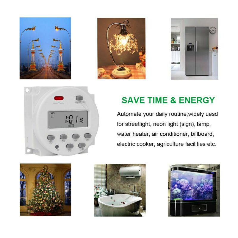 Timer Switch Digital Time Delay Relay 220V CN101A Untuk Lampu Digital Timer Programmable On Off