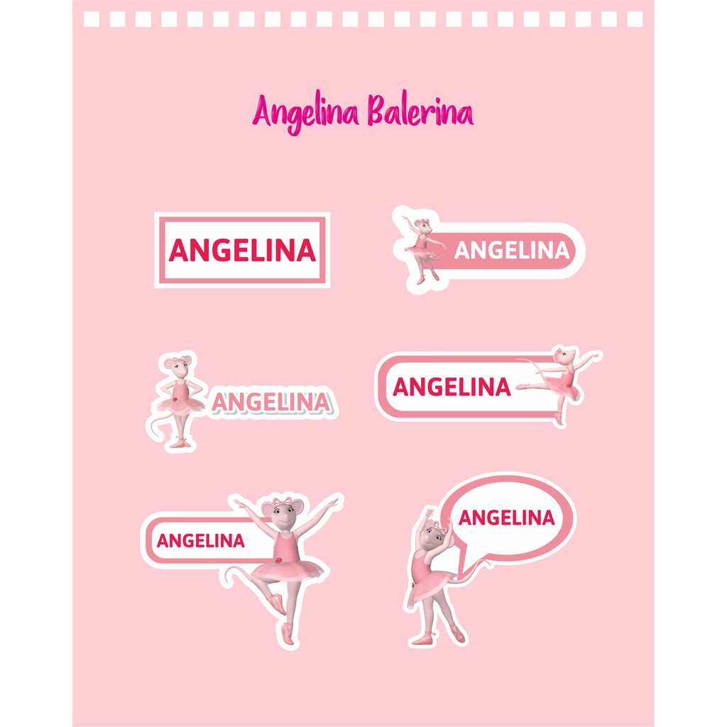 

192pcs Stiker Label Nama Lucu Kekinian Tahan Air& Anti Luntur untuk Anak Perempuan Angelina Balerina