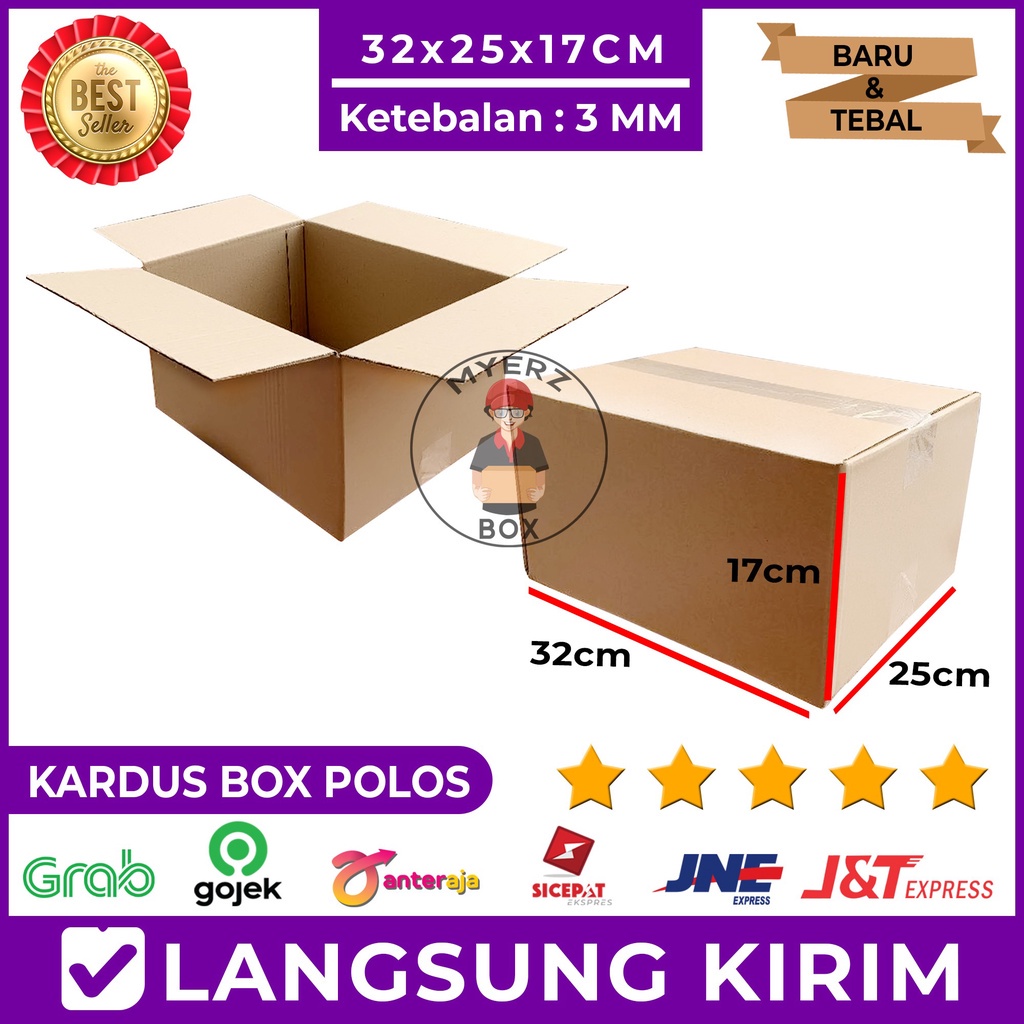 

Kardus Karton Box Polos Packing 32x25x17 Cm, Tebal