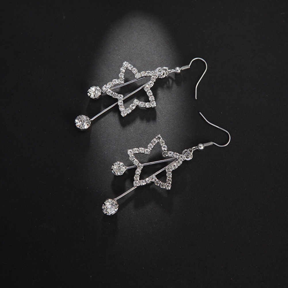 Hu Hu Hu Hu Hu Alat Bantu Pasang Kacamata♡ Anting Kait Gantung Wanita Desain Bintangrumbai Hias Berlian Imitasi Untuk Pesta