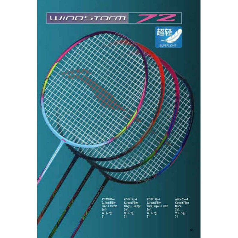 Original Lining Windstorm 72 Raket Badminton
