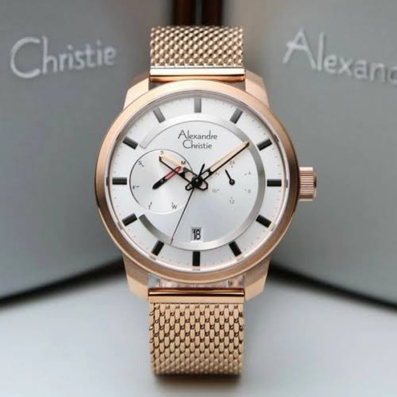 JAM TANGAN ALEXANDRE CHRISTIE 6548 AC 6548 ROSEGOLD PRIA RANTAI PASIR ORIGINAL