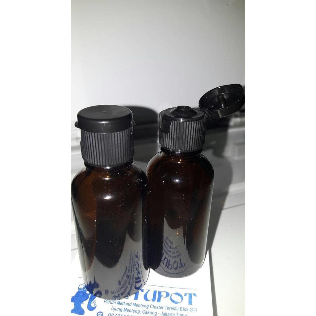 BOTOL 30 ML KACA COKLAT TEBAL FLIP HITAM