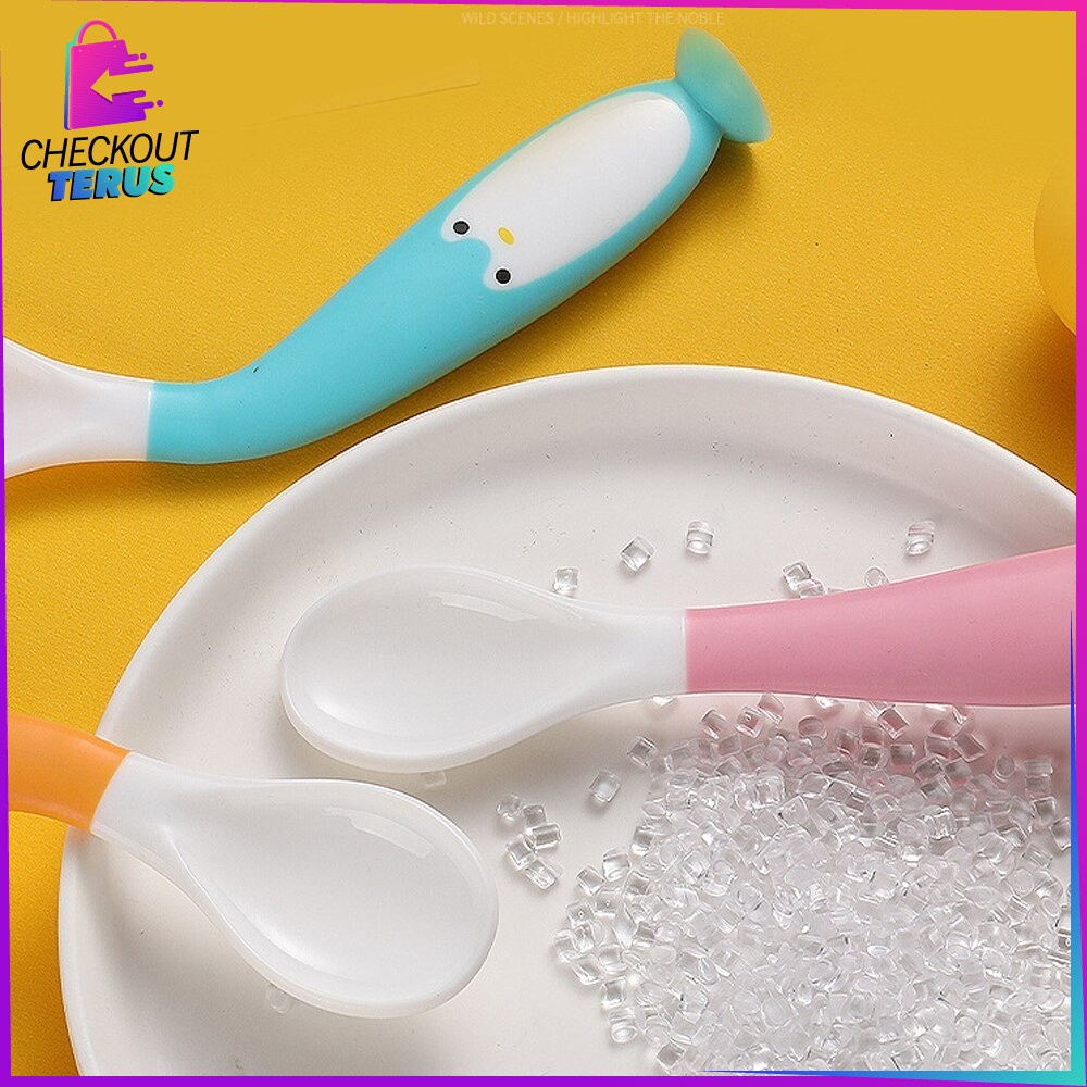 CT C345 Sendok Makan Bayi Sendok Bengkok Bayi Perlengkapan Bayi Sendok Garpu Set Anak Bayi Sendok Makan Bayi Silikon Fleksibel Spoon BPA Free