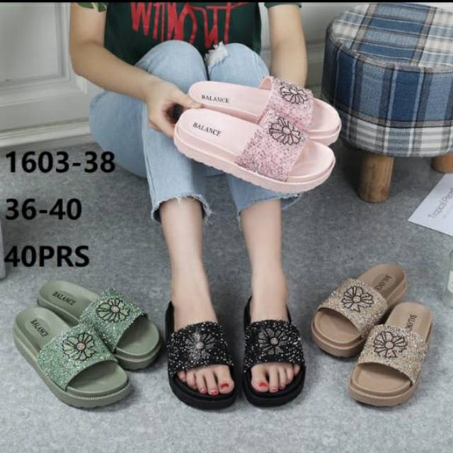 Sandal balance bahan karet jelly,motif 