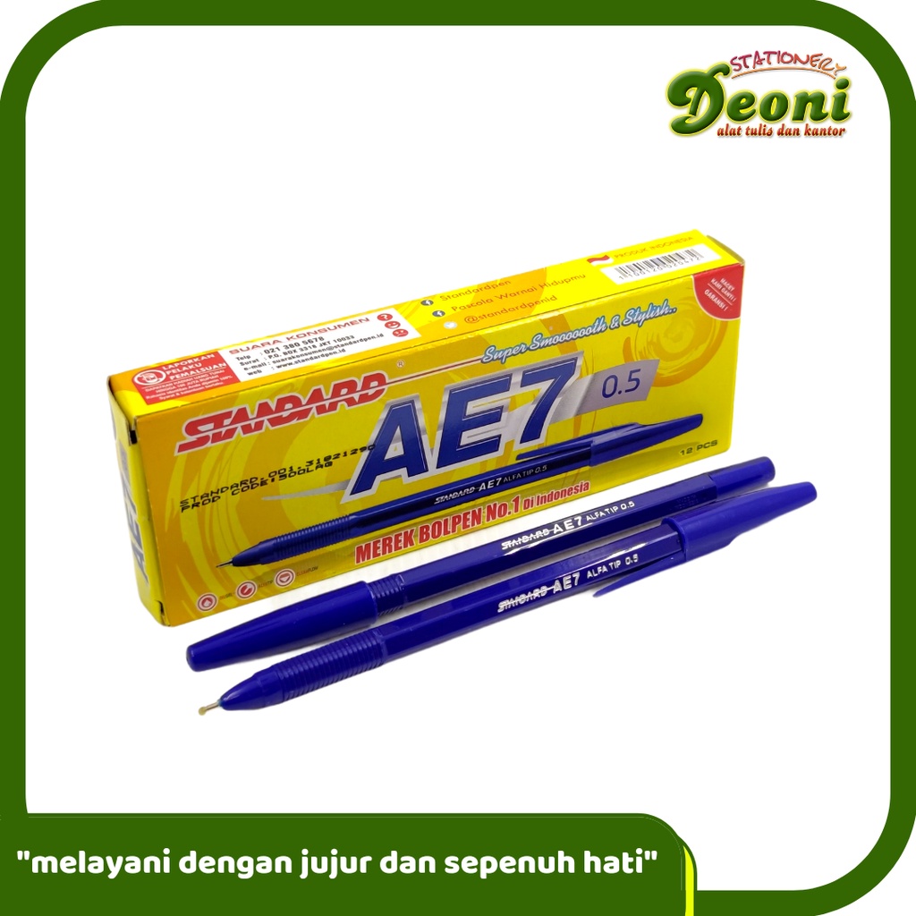 

STANDARD AE7 Alfatip Bolpen Pulpen Pena 0.5mm Biru