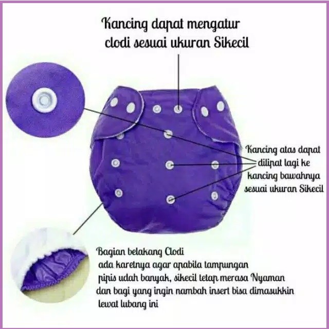 TokoPapin Popok Bayi Klodi Bayi Cloth Diaper Popok anak bayi Popok kain kancing praktis adem halus aman berkualitas
