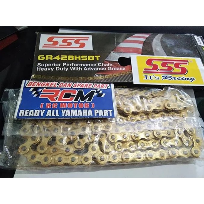 RANTAI RANTE MOTOR SSS CHAIN UKURAN 428 HSBT - 120 L 428HSBT 120L 428HX120L GOLD TEBAL ORI ORIGINAL SSS PARTS