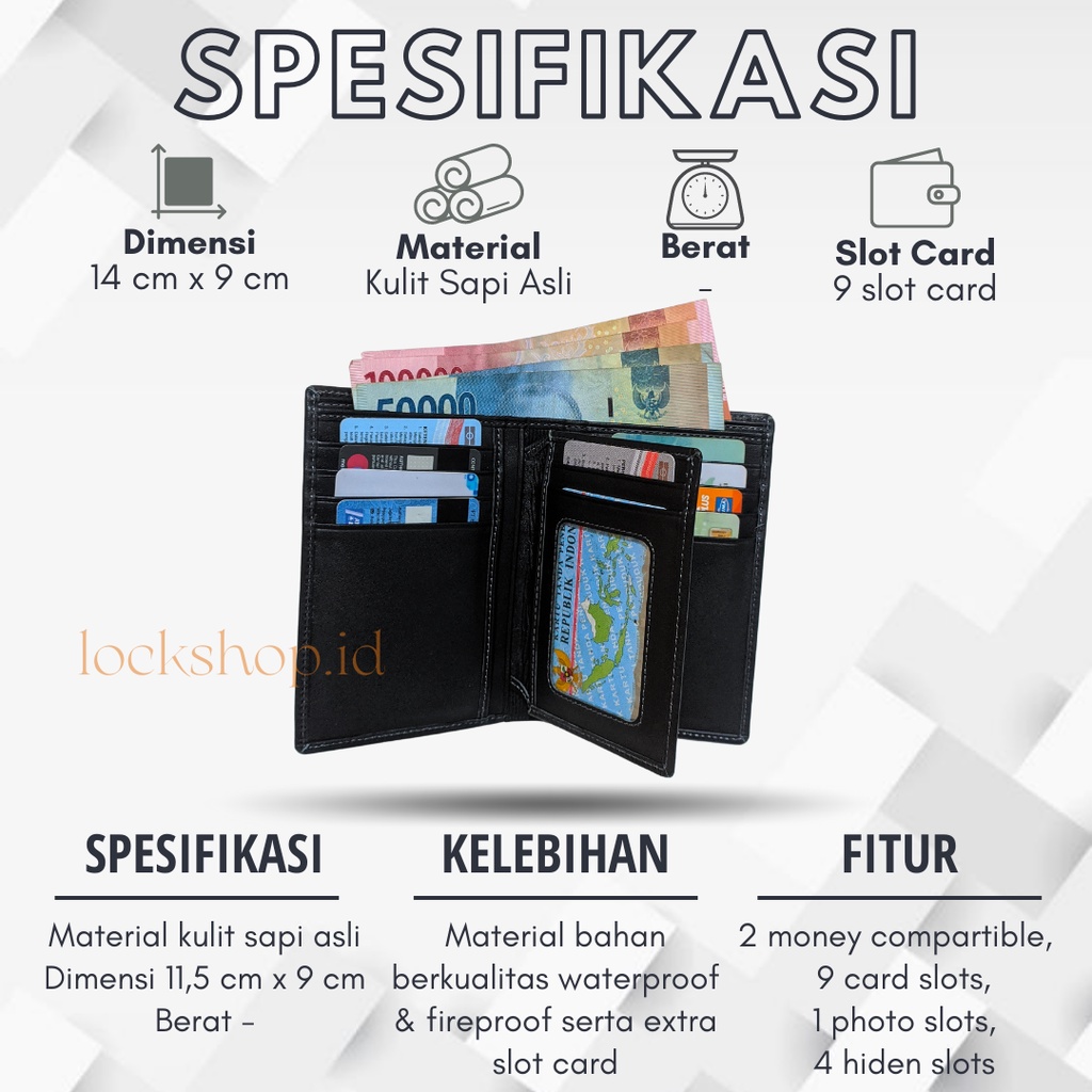 Dompet Kulit Panjang 3/4 Asli Pria 100% Kulit Sapi Asli FREE UKIR NAMA L016