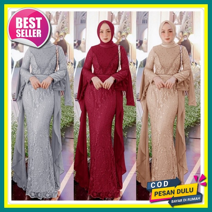 Gamis Princess Tile Pesta Gamis Brukat Terbaru Nadila / Gaun Bridesmaid Terbaru / Busui Baju Gamis B