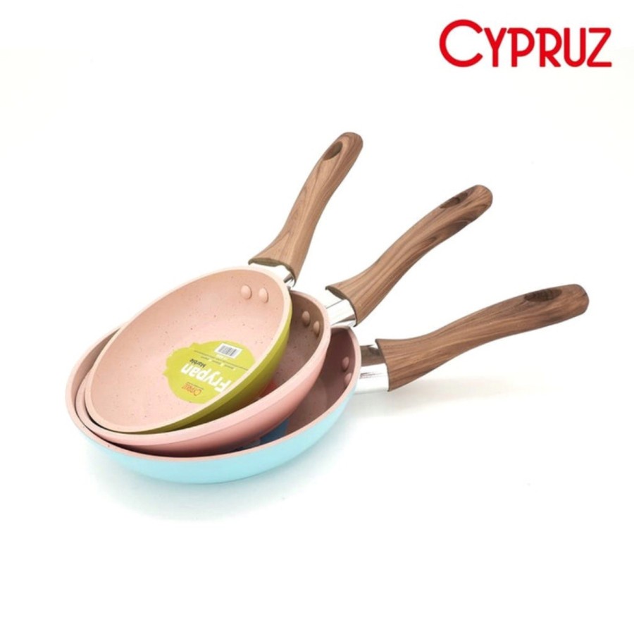 CYPRUZ Mini Fry Pan Pastel Marble Wajan Penggorengan 12 14 16cm