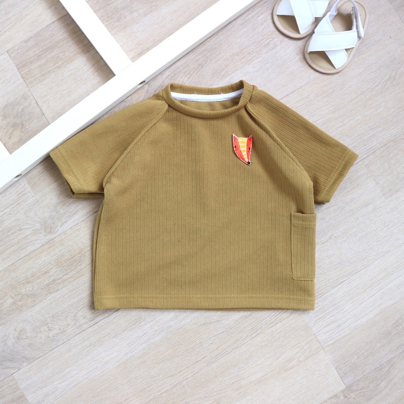 Baju Kaos Polo Shirt Atasan Lengan Pendek Anak Bayi Laki Laki Perempuan 1 2 3 4 5 Tahun Katun Oblong Anak Kaos Nonton-Olive