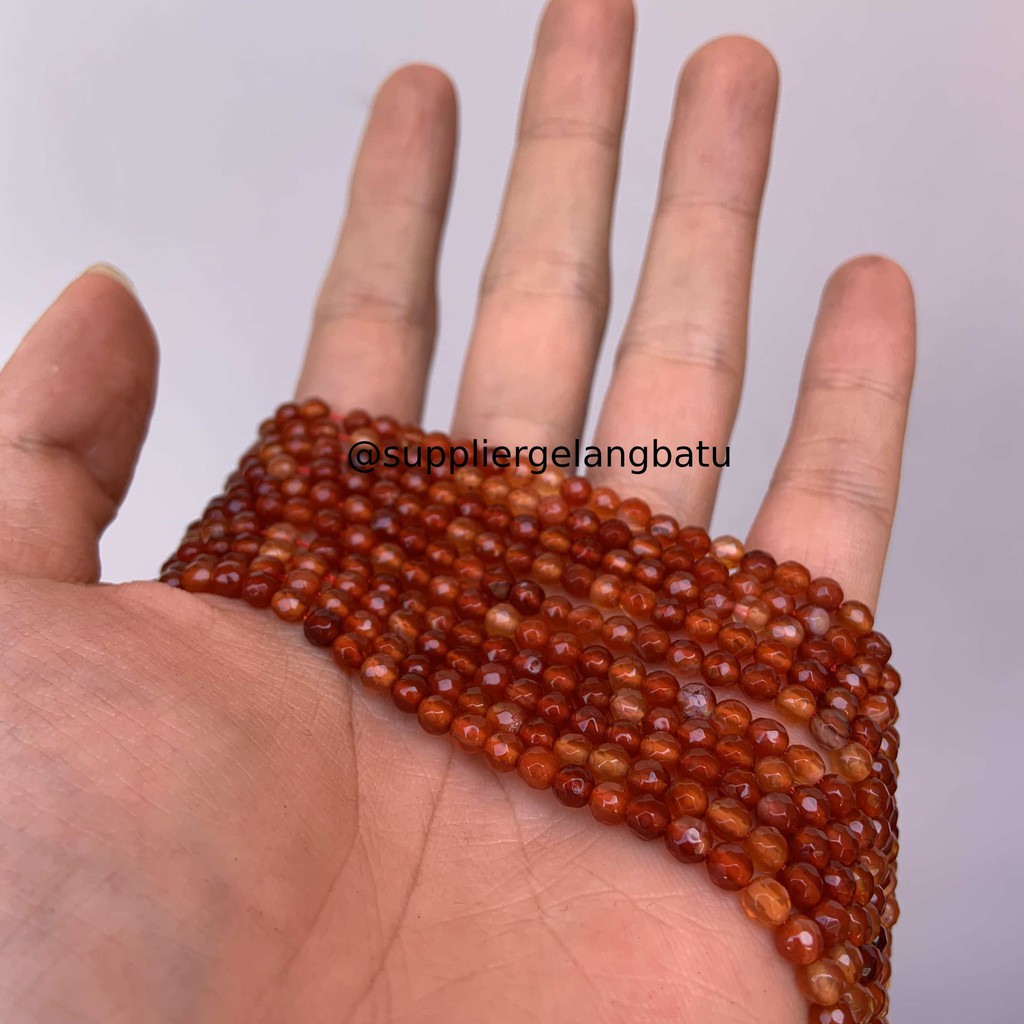 Batu Carnelian Orange 4mm CUTTING natural oren bahan premium alam