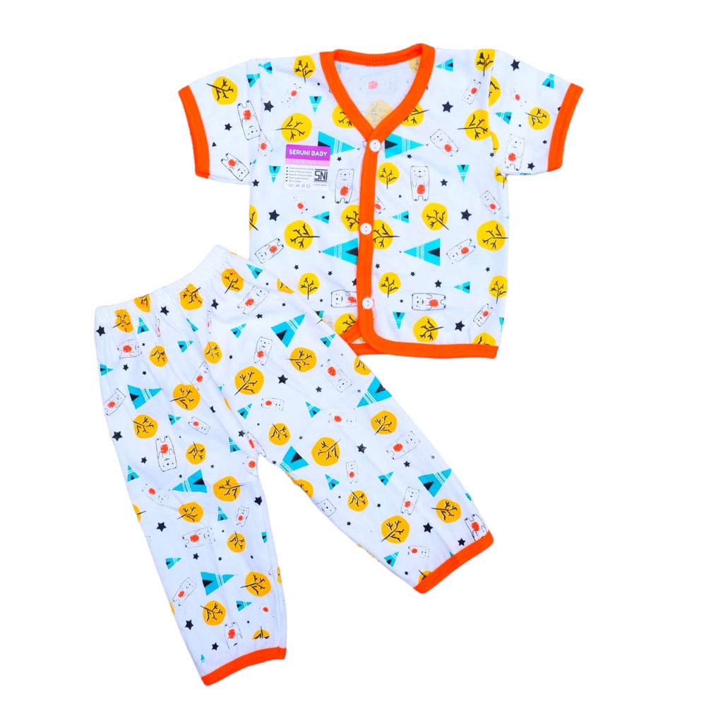 Grosir 3 Stel Setelan Piyama Bayi Usia 0-6 Bulan Seruni Baby Motif Pohon Bear