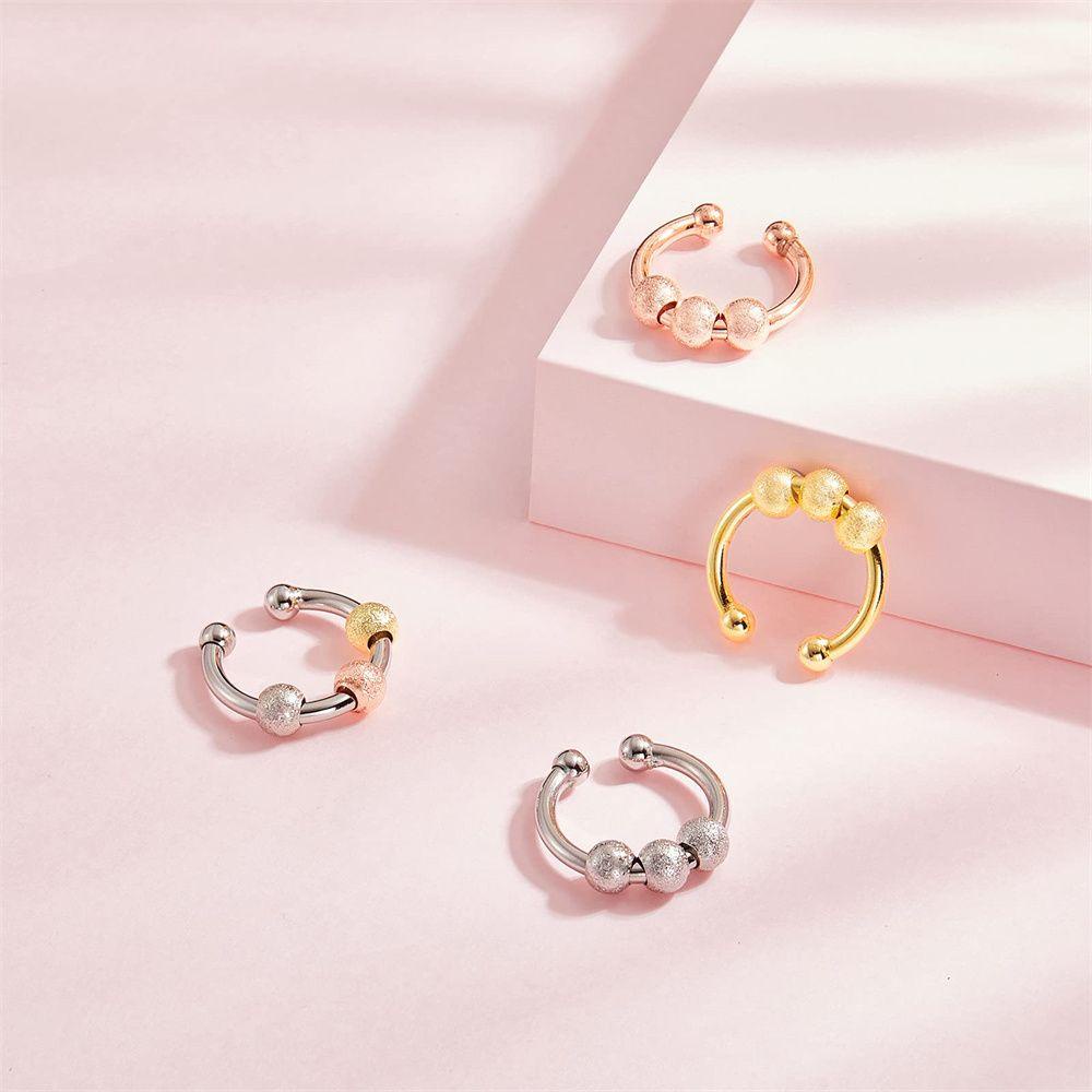 Solighter Anxiety Ring Adjustable Spinner Gadis Wanita Pereda Fidget Worry Beads