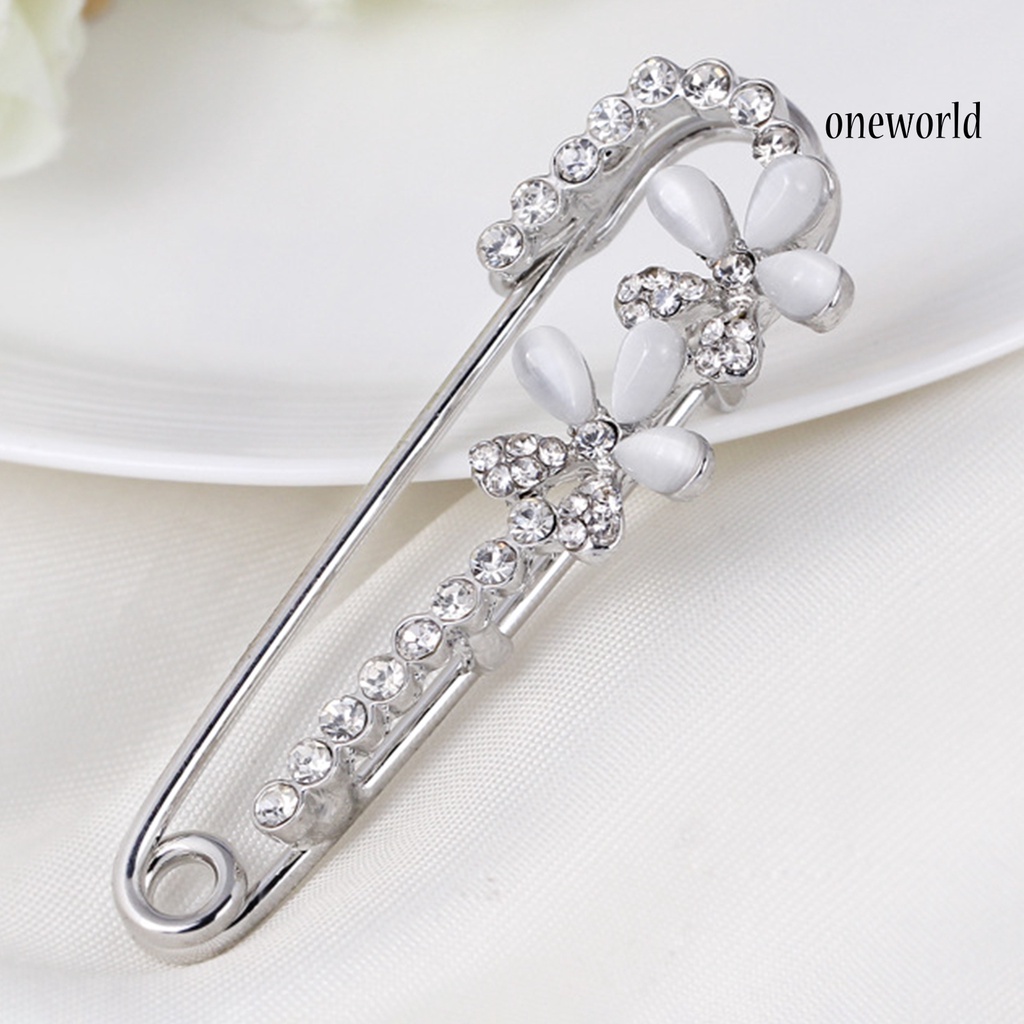 OW@ Women Classic Rhinestone Decoration Flower Design Alloy Brooch Pin Jewelry Gift