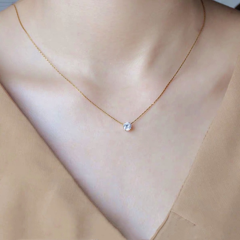 Kalung titanium wanita Anti karat emas 18k simple berlian Aksesoris Fashion