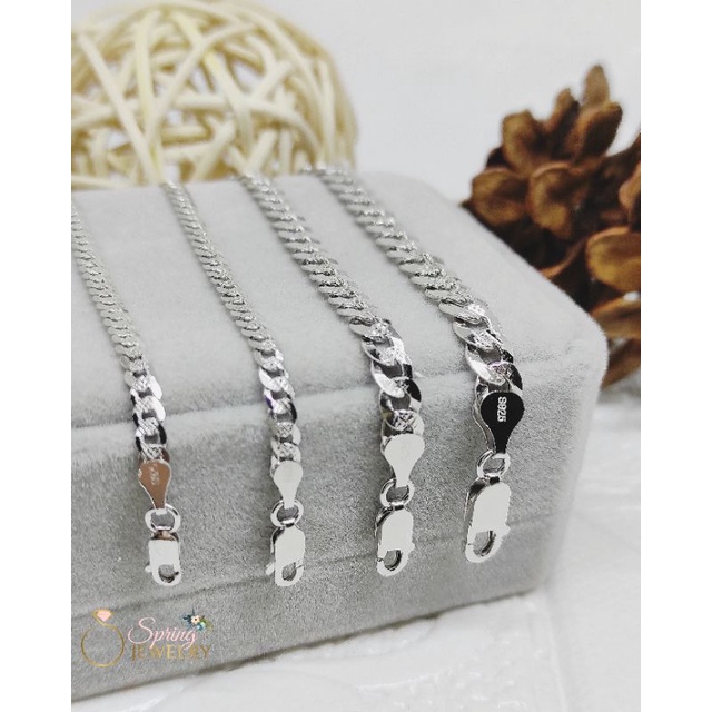 Gelang Perak Pria Wanita Anak Sisik Naga Silver 925 Asli Lapis Emas Putih