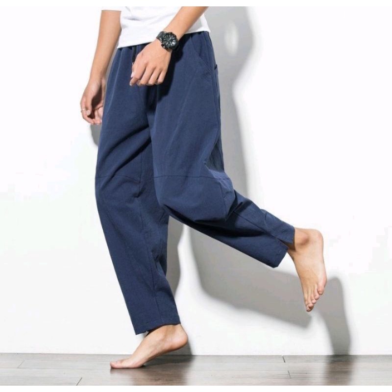 celana model longar Harem pria Katon linen elegan