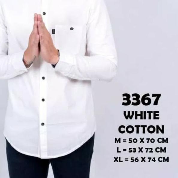 ♖ kemeja katun pria lengan panjang putih polos model baju koko murah - XL ✈
