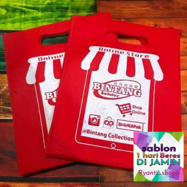 1 HARI BERES Tas Spunbond 75gsm Model Pegangan Oval 25x35 Tas Goodie bag/ Tas Souvenir/ Tas Sablon/ Tote Bag/ Spunbond/ Tas Promosi