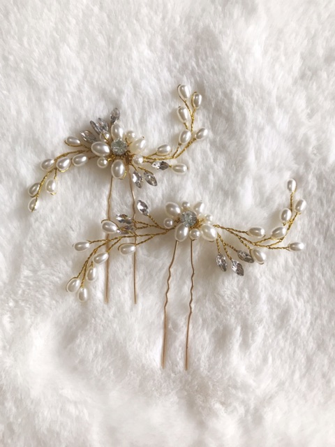 Vintage Wedding Pearl Flower Hairpin Jepitan Rambut Bridal - WD 004
