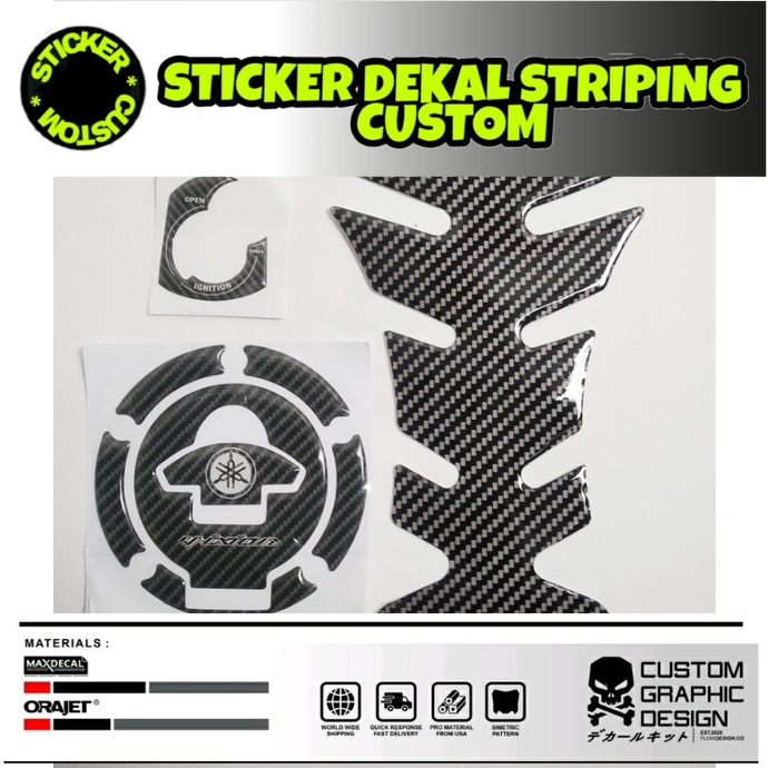 Cover Emblem Sticker Stiker Timbul Carbon 3D timbul Set Tutup Tangki Kontak Kunci  vixion new