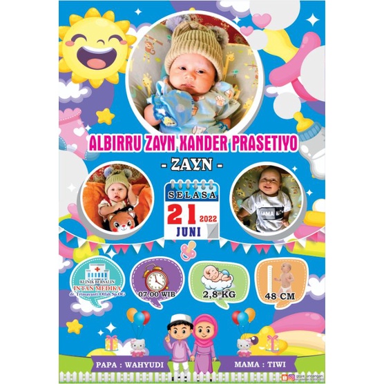 KARTU NAMA BAYI | BIO BABY | STIKER NAMA | KARTU NAMA AQIQAH | STICKER BAYI