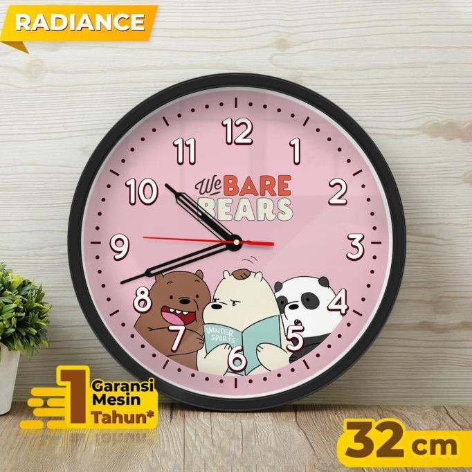 Jam Dinding Ice Bear - We Bare Bear Kartun 32Cm Minimalis
