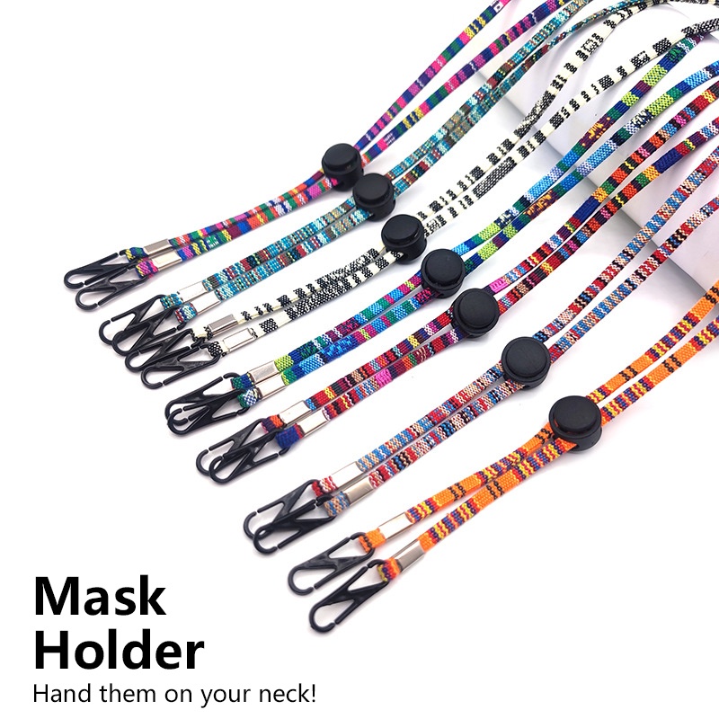 Mask Hanging Rope Face Mask Lanyard Mask Holder Adjustable Traceless Ear Hanging Rope Two Hooks OW