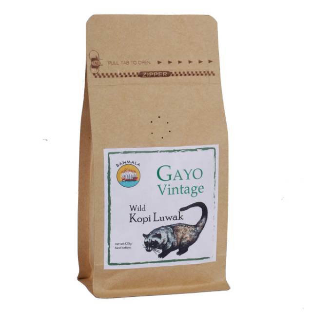 

Fresh roast Wild Kopi Luwak Gayo Vintage 120g Arabika sangrai