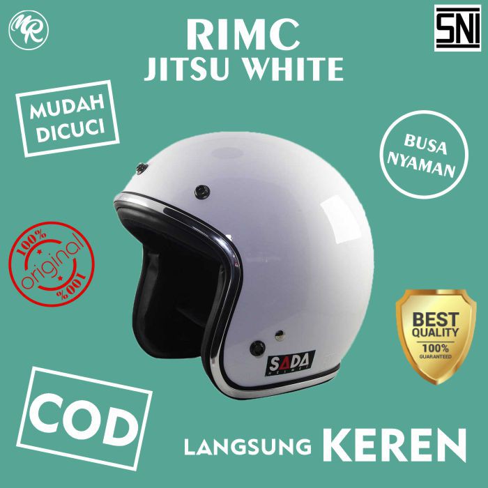 helm half face RIMC sada jitsu putih helem bogo retro helmet motor sni pria wanita dewasa