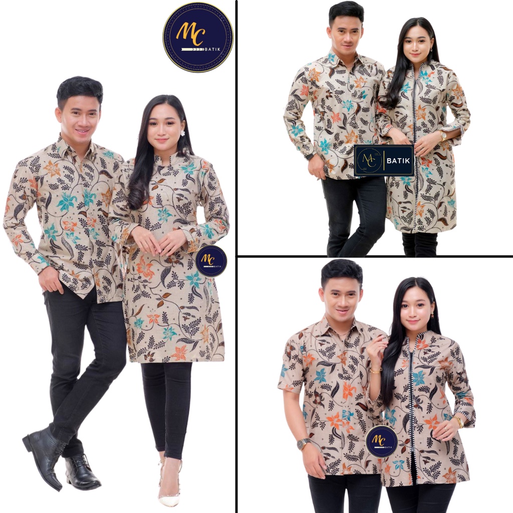 Batik Couple (MC Batik) - Atasan Batik Couple Tunik Busui Friendly/Full Kancing Depan Kemeja Lengan Panjang Bahan Katun Premium