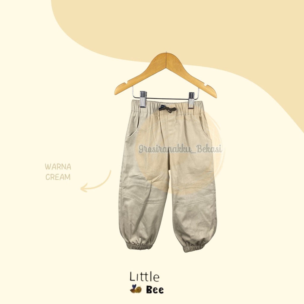 Celana Anak Jogger Laki-Laki Littlebee Warna Krem size 1-5tahun