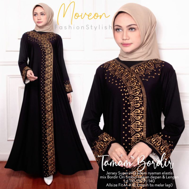 TAMAM BORDIR MAXY BY MOVEON GAMIS ARAB ABAYA TURKEY TERBARU JERSEY PREMIUM JUMBO XXL - XXXL ORI LD 1