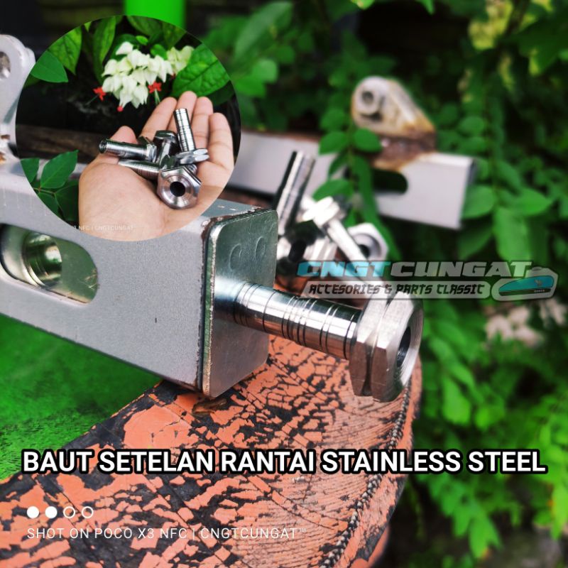 Baut Mur Setelan Rantai Stenlis Stainlees Stenlees M8 Kunci 19 PNP Arm Kaze W175 Tirev Scorpio Ninja