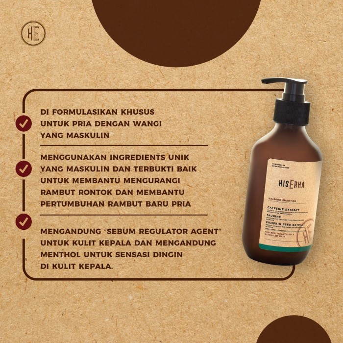 HIS ERHA Shampoo Pria - Hairgrow Shampo Penumbuh Rambut &amp; Anti Rontok 270 ml