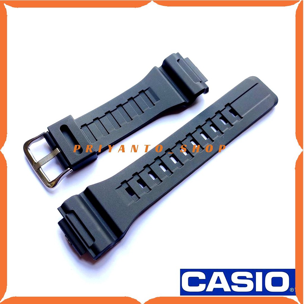 Strap Tali Jam Tangan Rubber Casio W-735 AQ-S810 AEQ-110 W-736H Hitam Bonus Pen