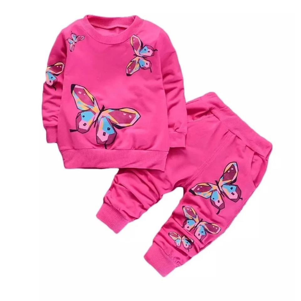 Switer Joger Anak Lucu Stelan Anak Motif Kupu Kupu Baju Anak Perempuan 1-6 Tahun