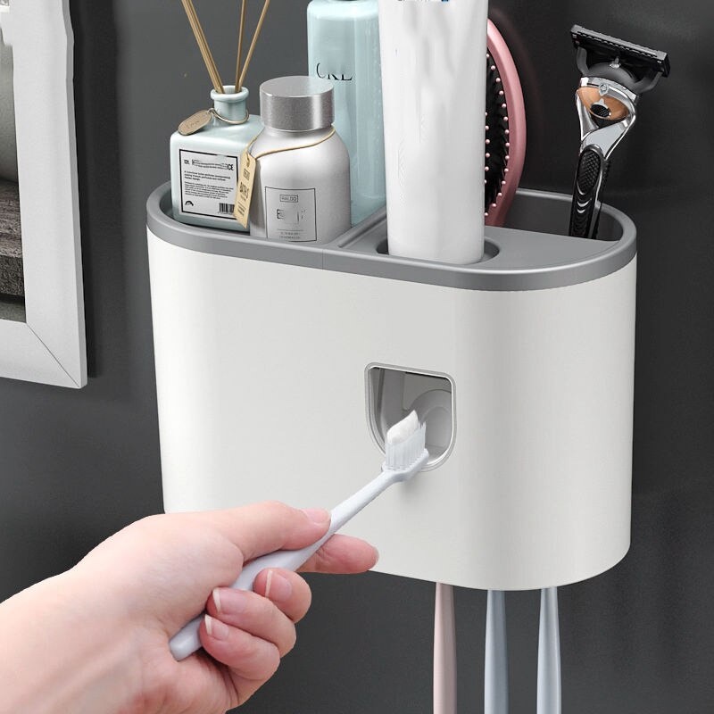 Mengni Dispenser Odol Sikat Gigi 1 Gelas / Wall-Mounted Toothpaste And Toothbrush Holder