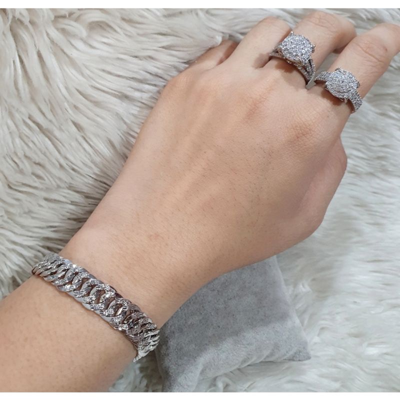 Gelang Cincin Silver Lapis Emas Premium Quality Anti karat anti alergi Bracelet Branded import 87299