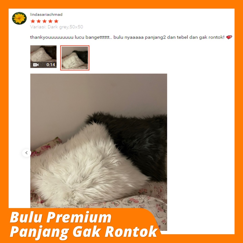 Sarung Bantal Sofa Polos Cover Bulu Korea Kursi Tamu Besar 40x40 45x45 50x50 Aesthetic Minimalis Cantik Panjang Bulu 6CM Lembut Mewah