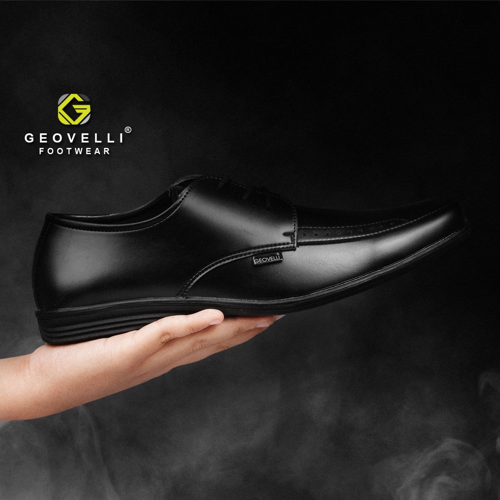 GVL GEOVELI Full Black - Sepatu Pantofel Pria Kulit Formal Kantor Kasual Kerja Kuliah  - Pantopel-GVL 1922
