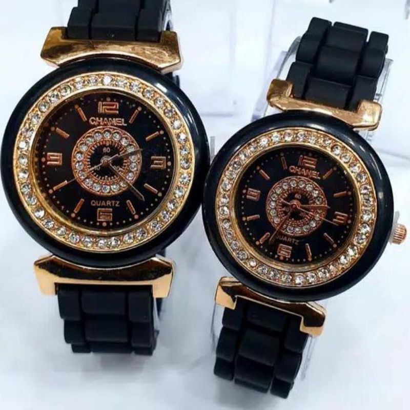 (Cod)Jam Tangan Couple Chn Karet (Dikirim Jakarta)