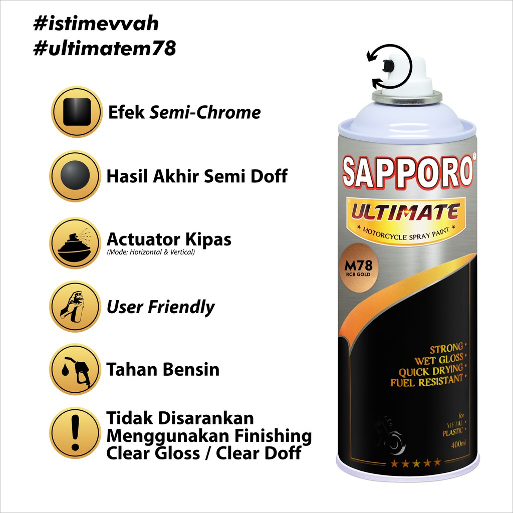 Sapporo Ultimate M78 RCB Gold / Cat Spray Semprot Aerosol Terbaik