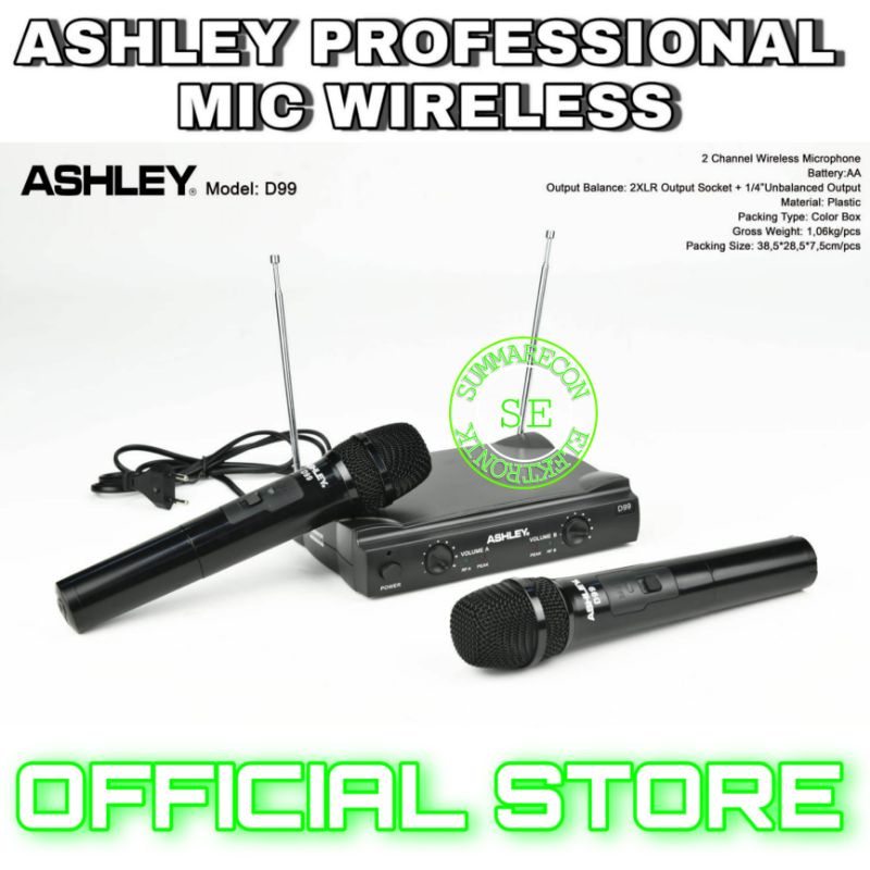 mic wireless original ashley d99 microphone karaoke